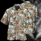 Vintage Owl Leaf Hawaiian Shirt For Vacation Days And Relaxed Coastal Outings