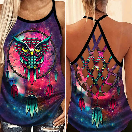 Owl Dreamer Hollow Tank Top For Fitness Sessions And Summer Events