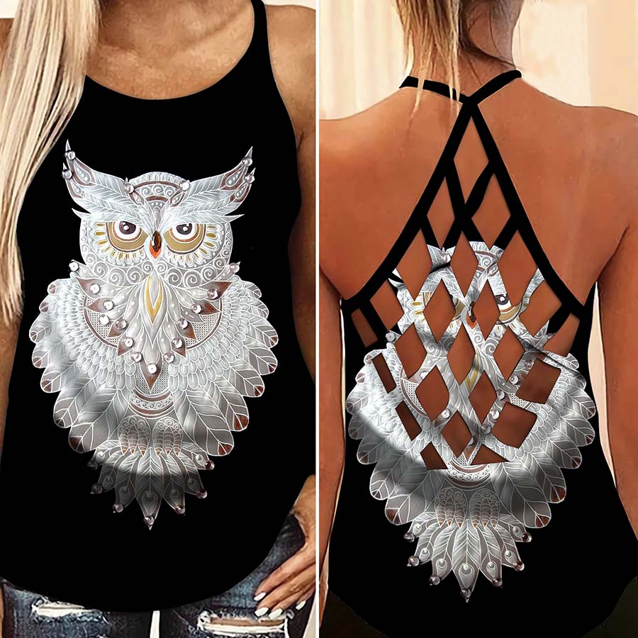 Owl Dreamer Hollow Tank Top For Studio Workouts And Casual Wear