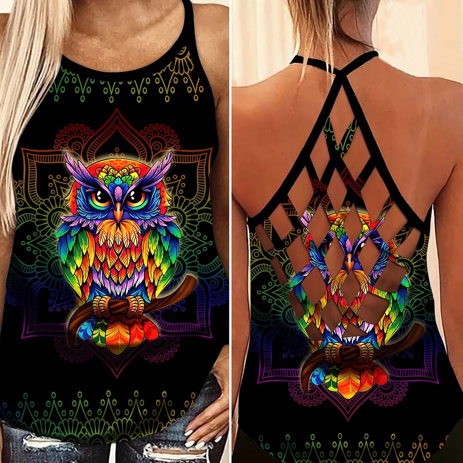 Owl Dreamer Hollow Tank Top For Yoga Workouts And Casual Wear