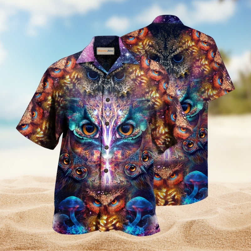 Owl Awesome Eyes Hawaiian Shirt For Island Getaways Outdoor Events And Thoughtful Animal Lover Gifts