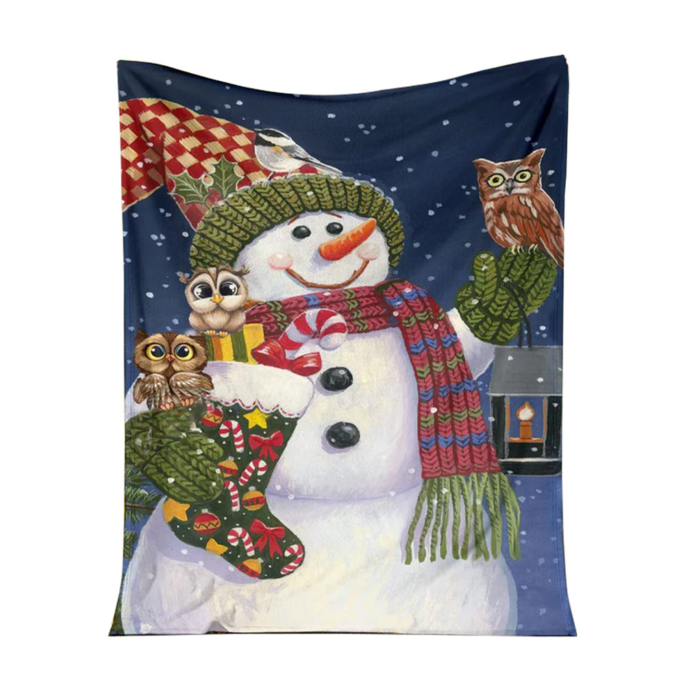 Owl Christmas Is Coming Flannel Blanket For Cozy Bedroom Sofa Decor