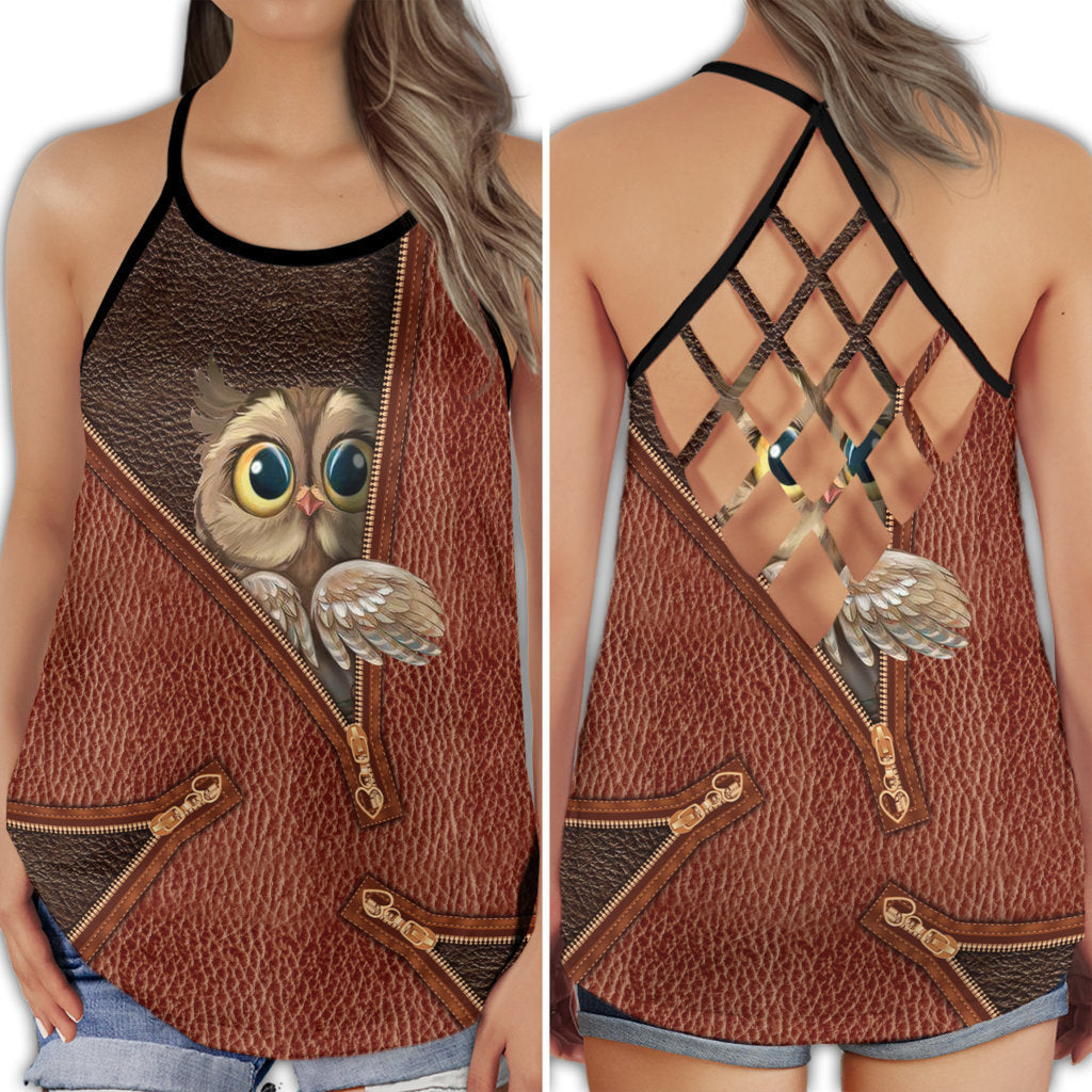 Owl Dreamer Night Spirit Mystical Modern Hollow Tank Top For Yoga Workouts And Festival Wear
