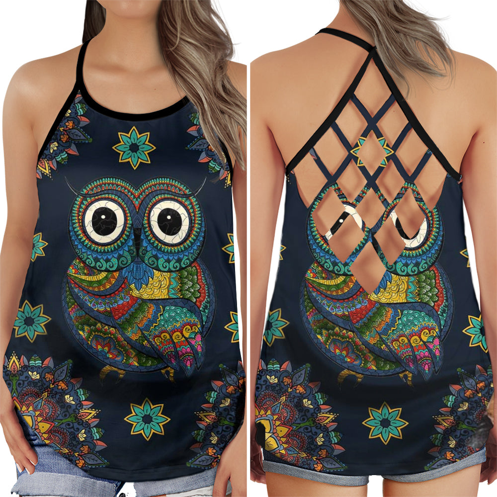 Owl Dreamer Big Eyes Hollow Tank Top For Yoga Workouts And Casual Wear