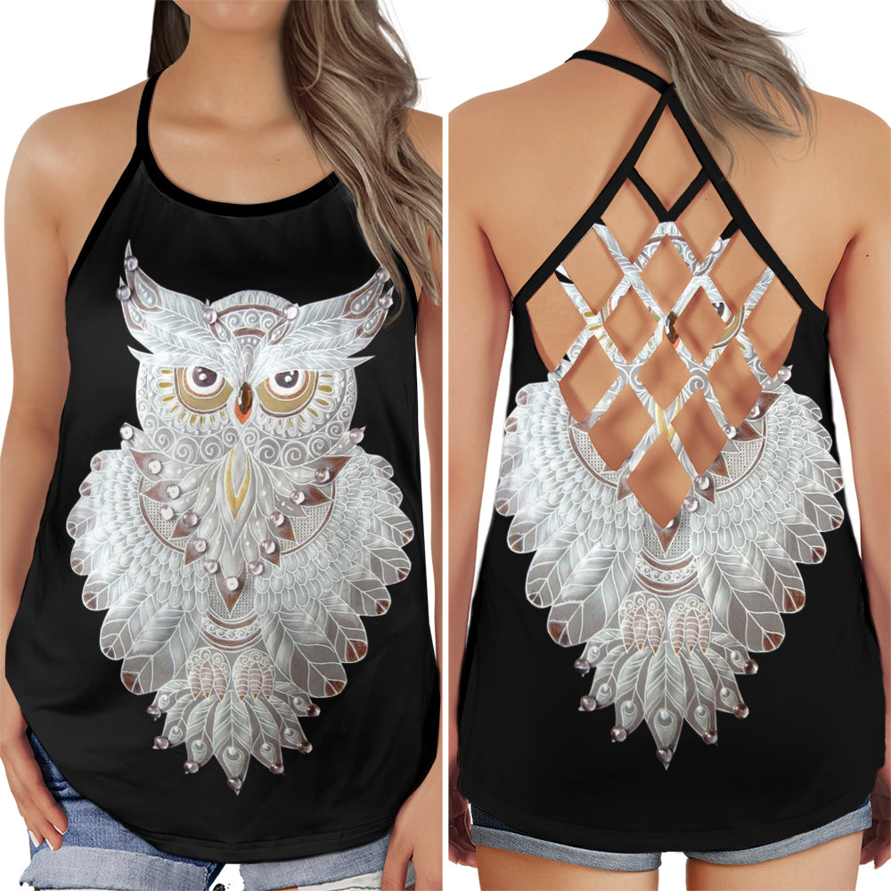 Owl Dreamer Light Color Hollow Tank Top For Yoga Workouts And Casual Wear