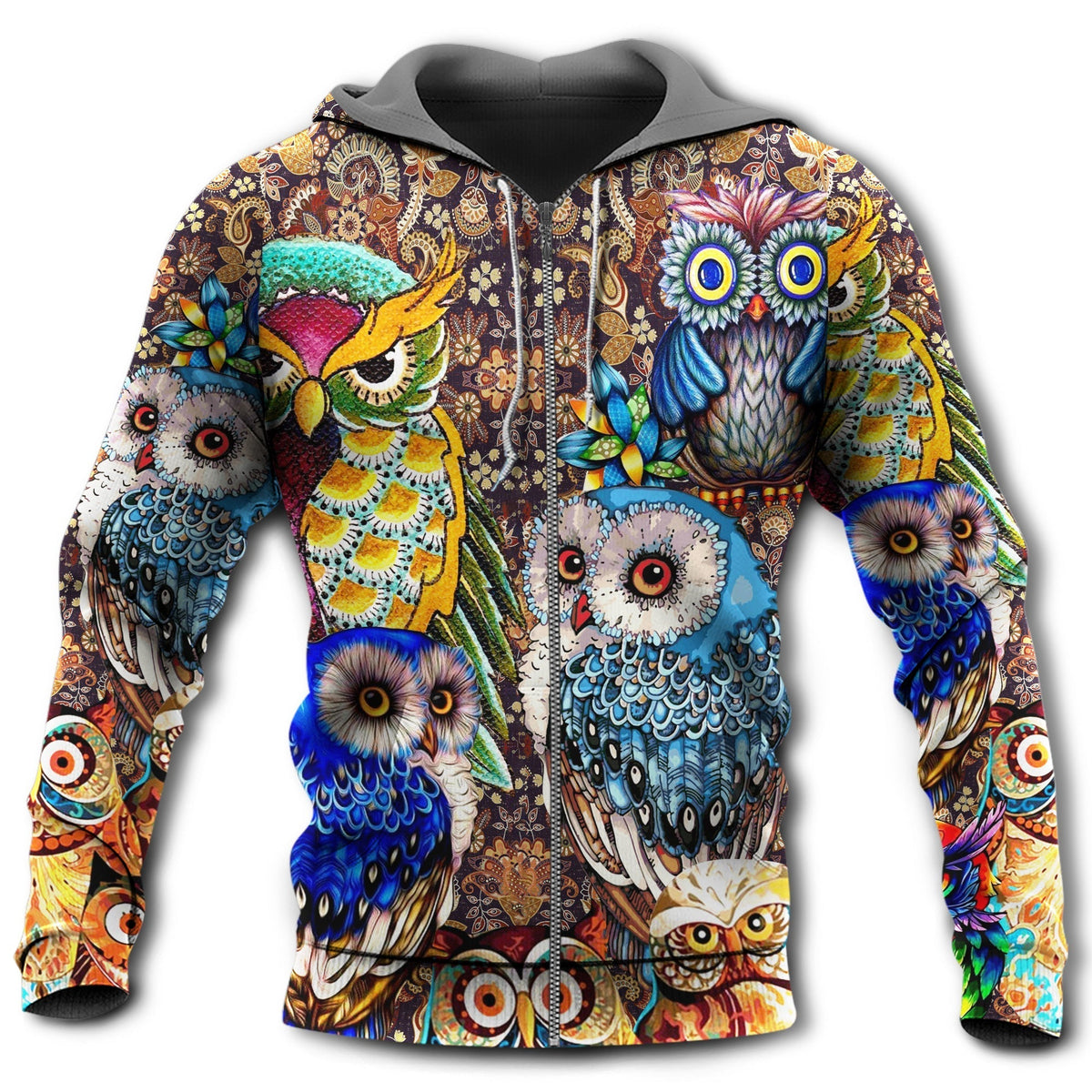 Owl Full Color Love Hoodie For Wildlife Adventures Everyday Wear And Relaxed Outfits