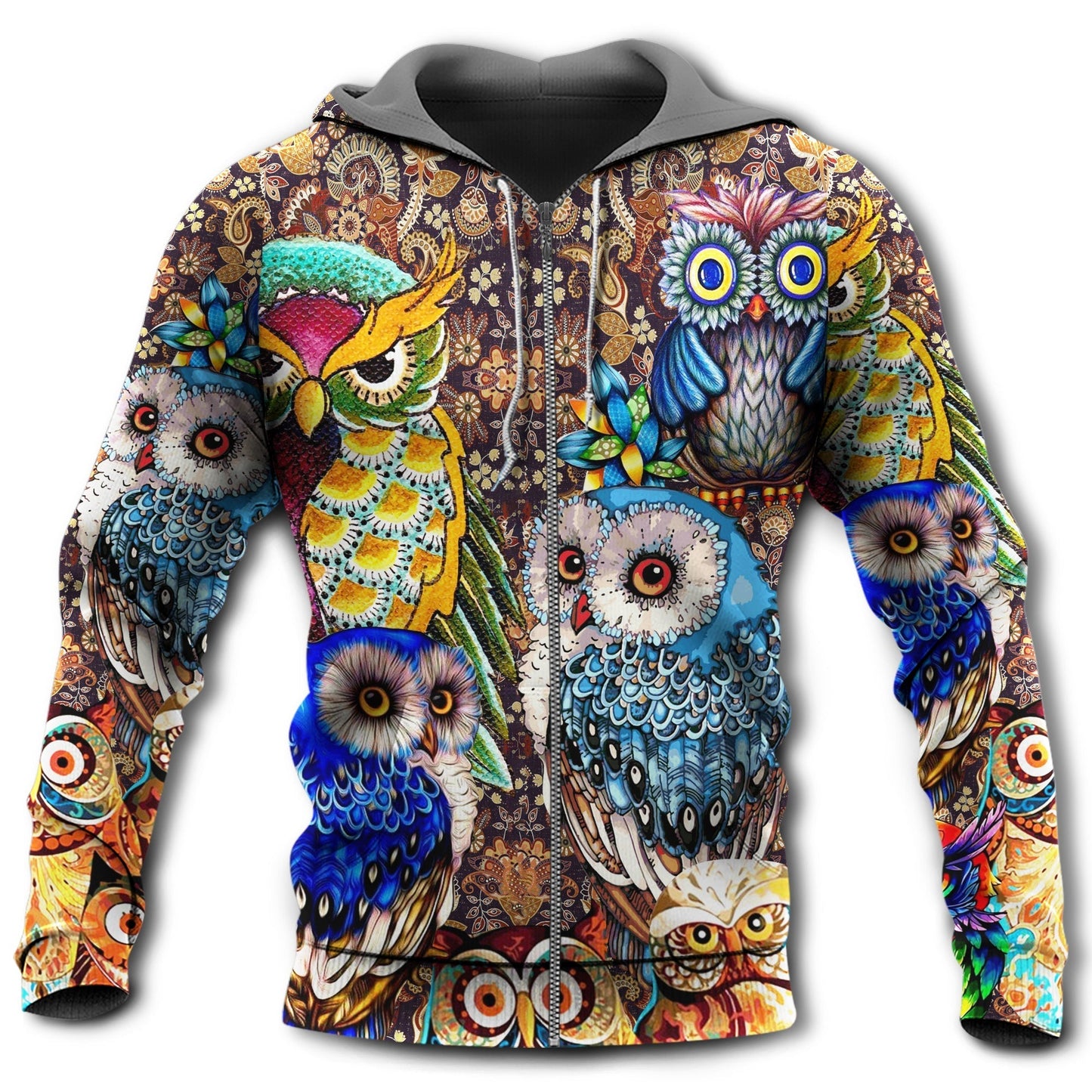 Owl Full Color Love Hoodie For Wildlife Adventures Everyday Wear And Relaxed Outfits