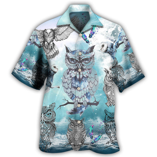 Fantasy Owl Tattoo Sky Hawaiian Shirt For Creative Adventures, Beach Travel, And Bold Warm Weather Wear