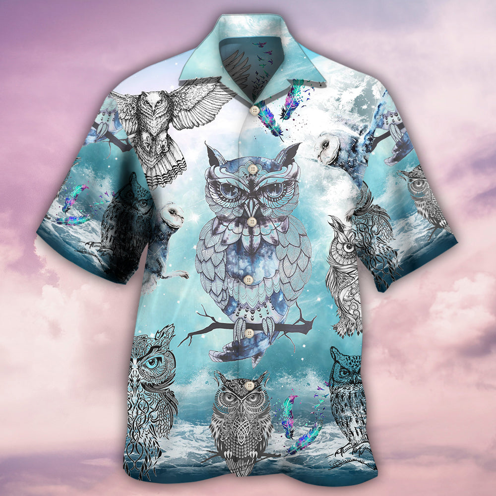 Fantasy Owl Tattoo Sky Hawaiian Shirt For Creative Adventures, Beach Travel, And Bold Warm Weather Wear