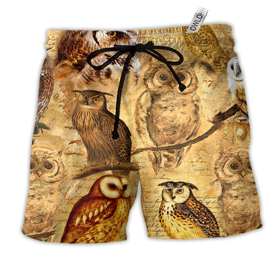 Owl Vintage Wise So Beautiful Hawaiian Print Beach Shorts For Sunny Getaways And Gifting
