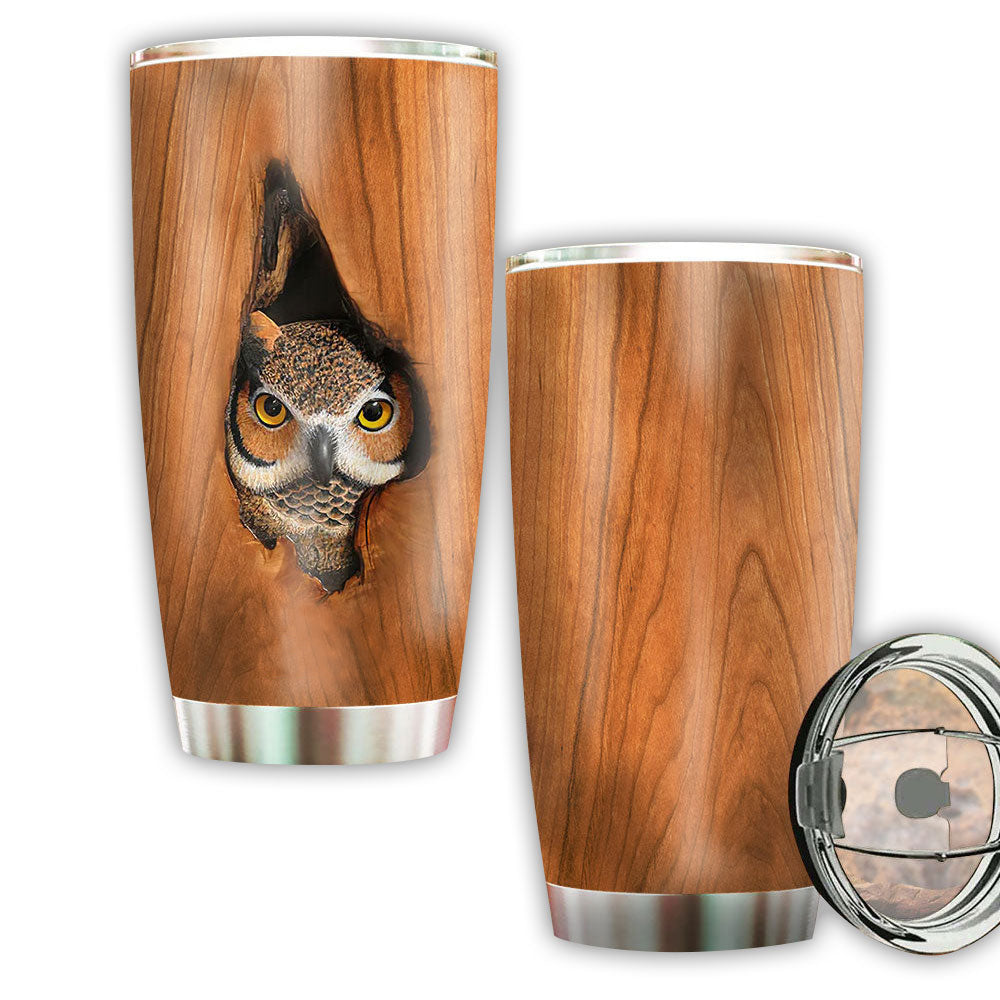 Owl Wood Vintage 20 Oz Tumbler For Coffee Travel And Daily Drinks