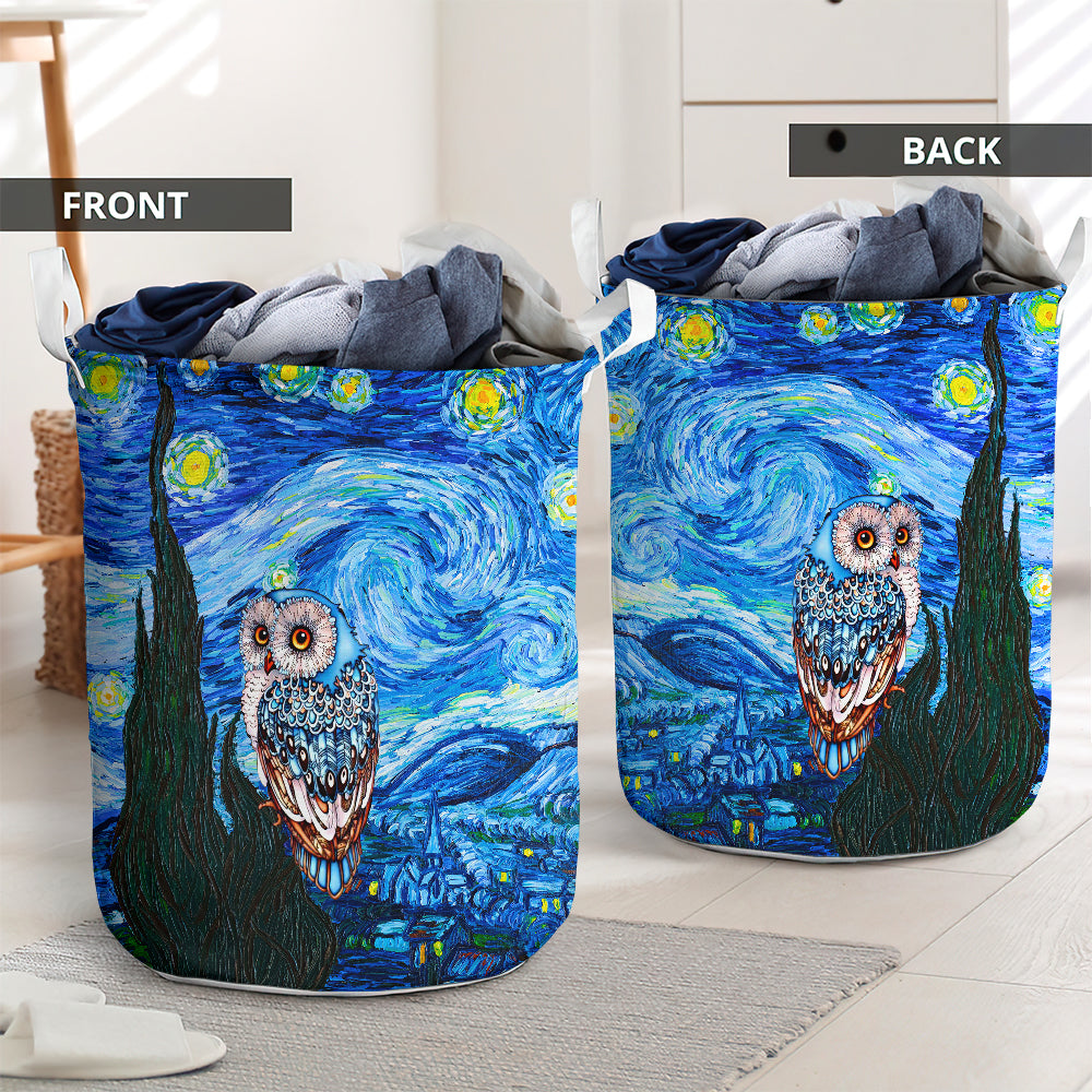 Owl Art Style Laundry Basket For Bathroom Bedroom Storage