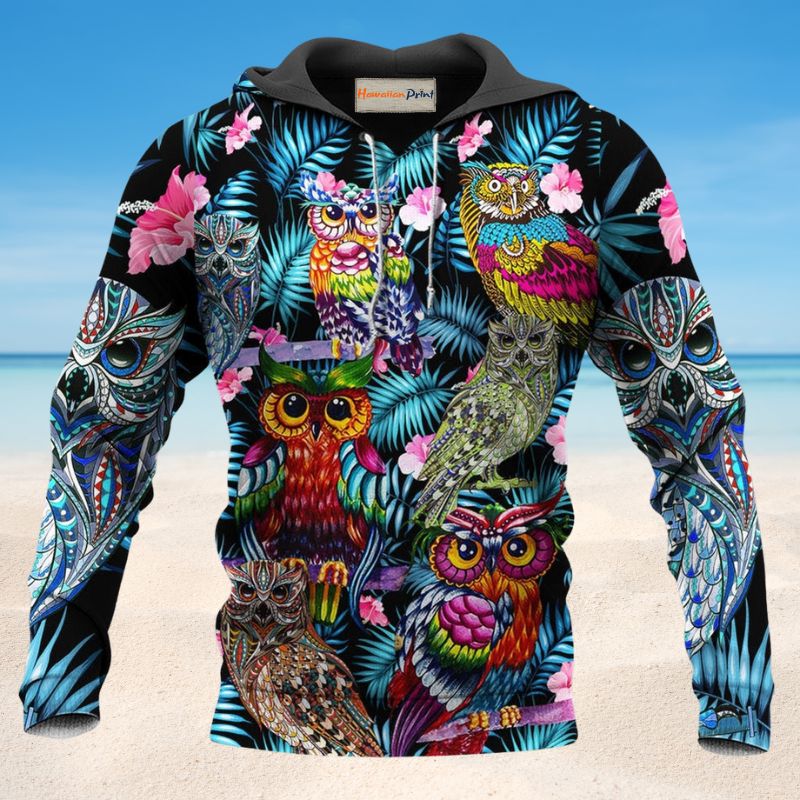 Beautiful Owl Flowers Hoodie For Nature Lovers Casual Travel And Comfortable Layering