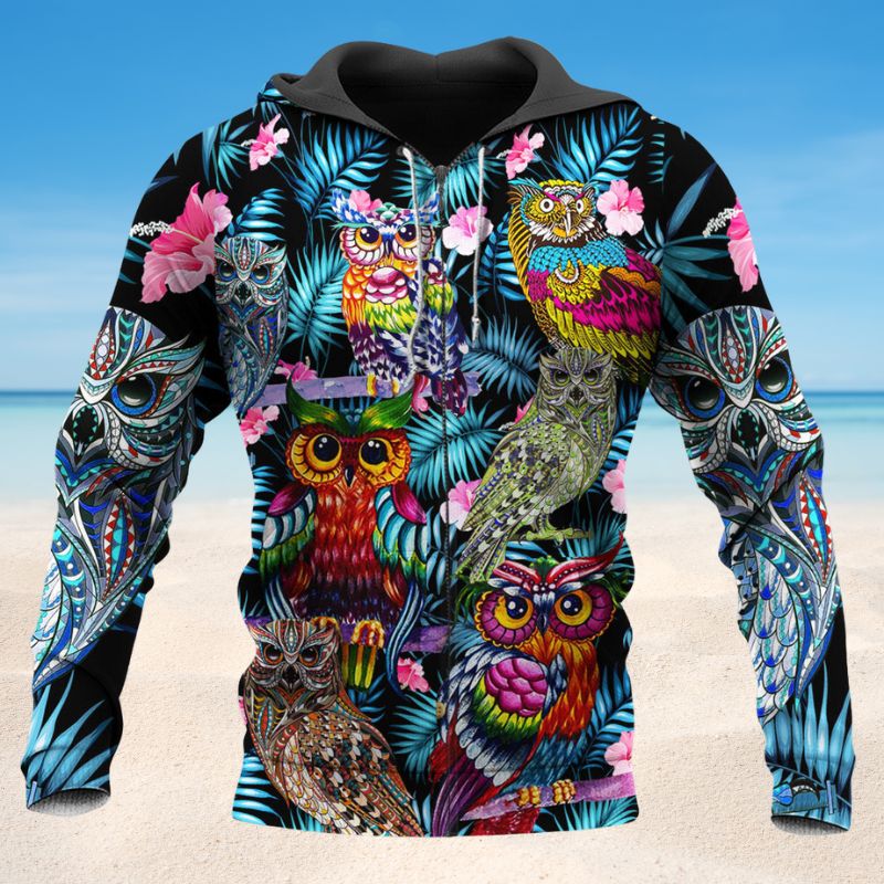 Beautiful Owl Flowers Hoodie For Nature Lovers Casual Travel And Comfortable Layering