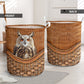 Owl Rattan Texture Laundry Basket For Room Home Organizer