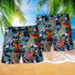 Owl And Flowers Colorful Hawaiian Print Beach Shorts For Poolside Relaxation And Style