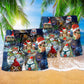 Owl Christmas Cute Beach Shorts Artwork Detail For Casual Warm Weather Outfits