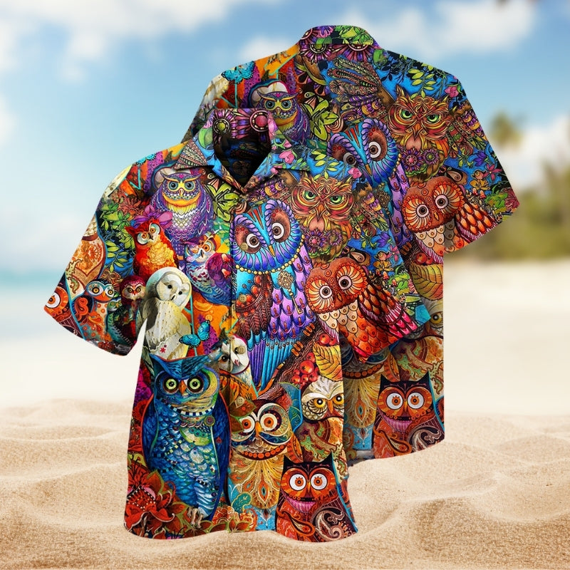 Owls Red Hawaiian Shirt For Tropical Holidays, Outdoor Gatherings, And Everyday Comfort