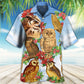 Retro Happy Owl Christmas Hawaiian Shirt For Vacation Days And Relaxed Coastal Outings
