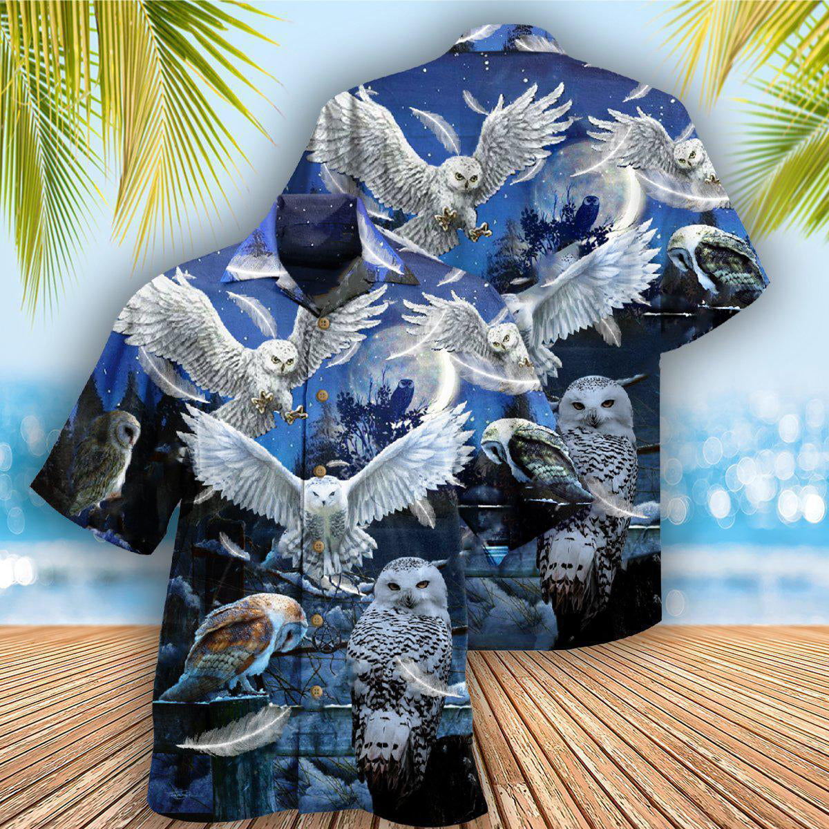 Owl Sing Silent Night Hawaiian Shirt Design Detail For Beach Days And Holiday Travel