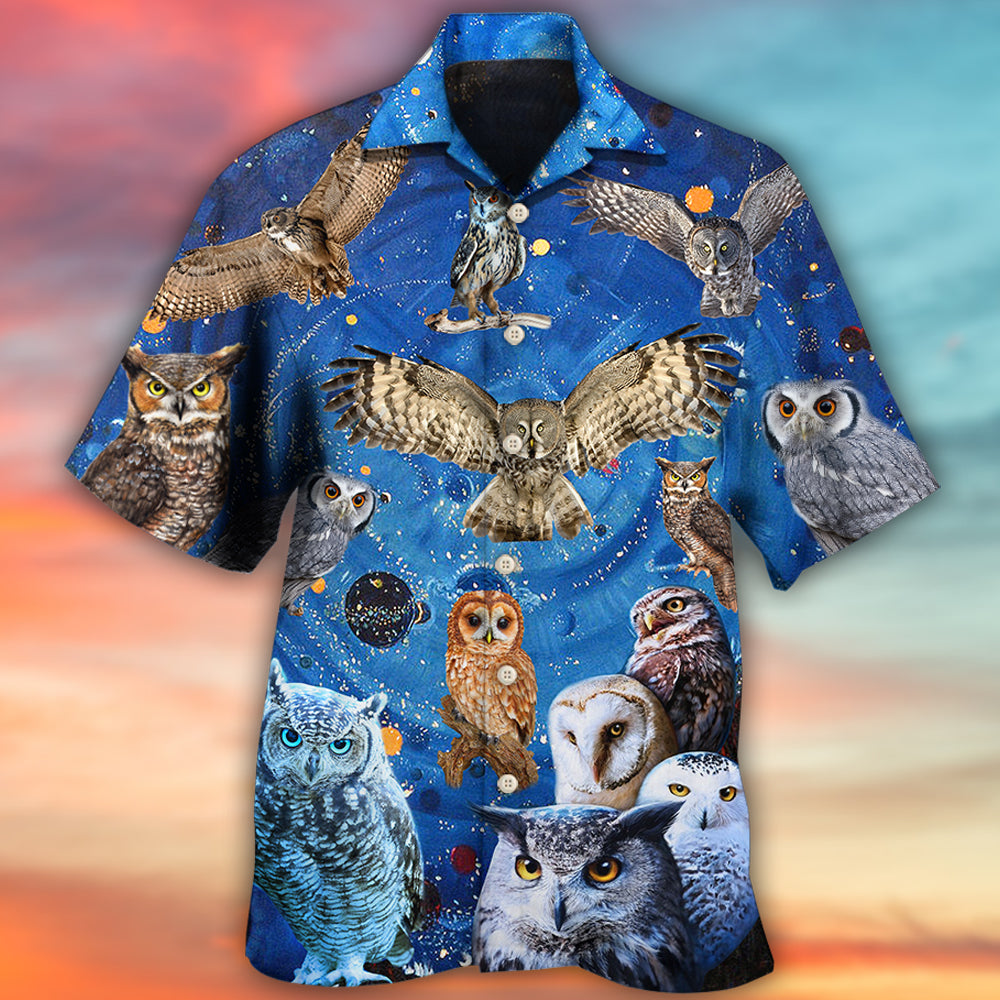 Owl Play Together Hawaiian Shirt Artwork View For Weekend Travel And Beach Style