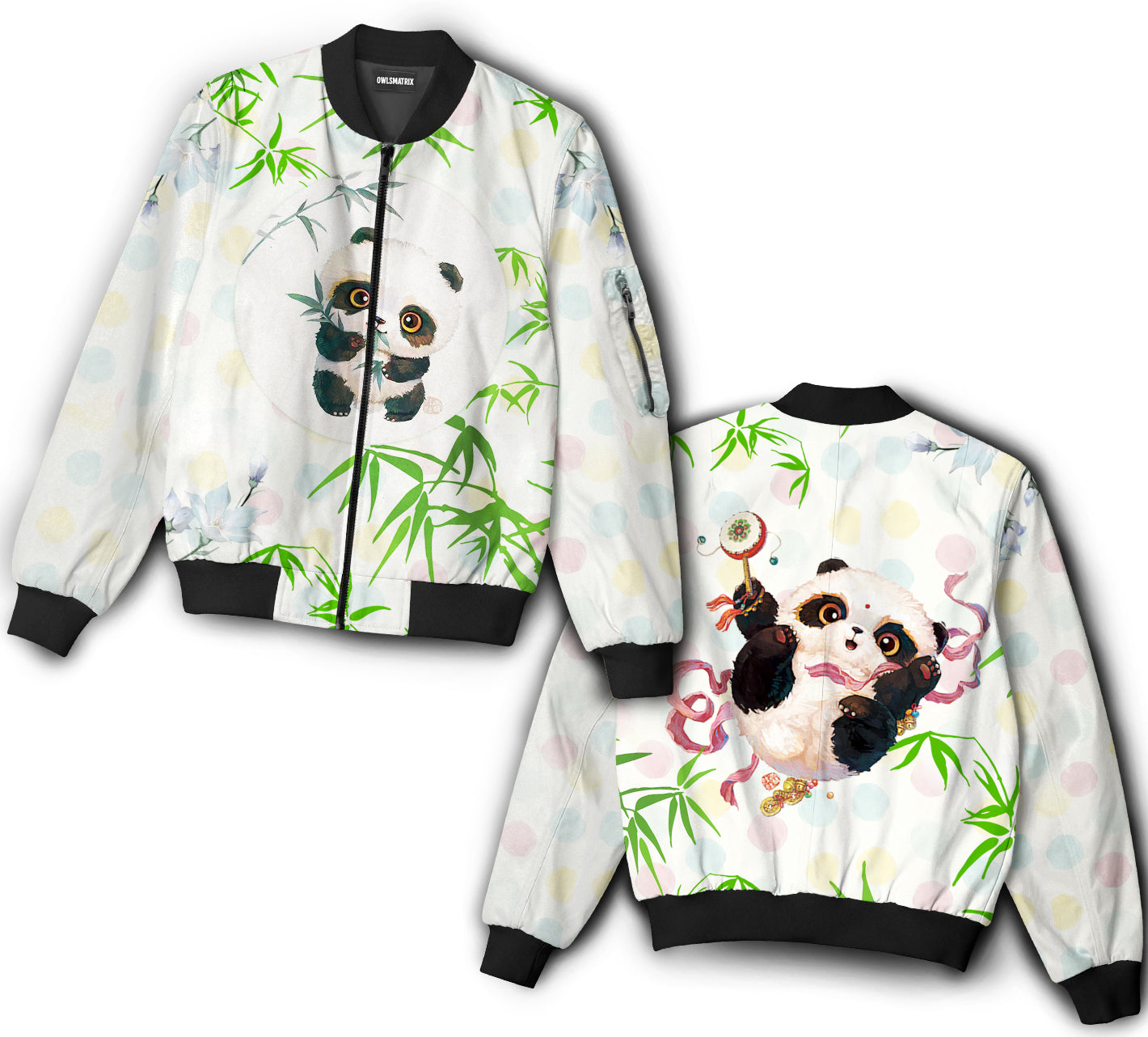 Panda happiness - Bomber jacket - BOMJ06NVC030921-Owls Matrix