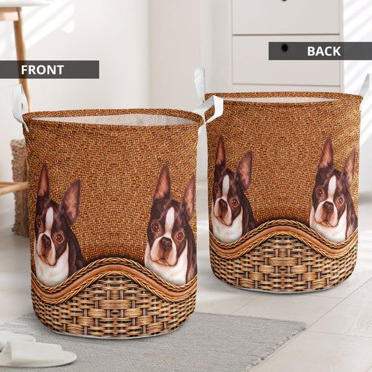 Cute Boston Terrier Laundry Basket For Bathroom Bedroom Storage