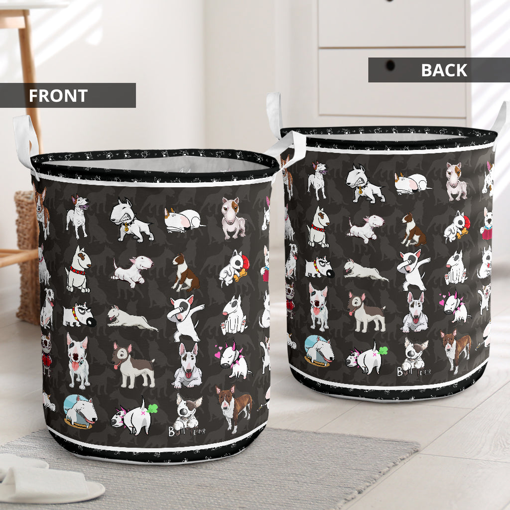 Bull Terrier Play Laundry Basket For Bathroom Bedroom Storage