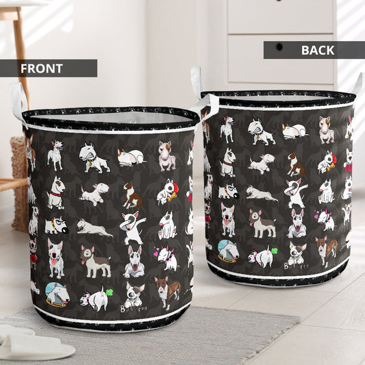 Bull Terrier Play Laundry Basket For Bathroom Bedroom Storage