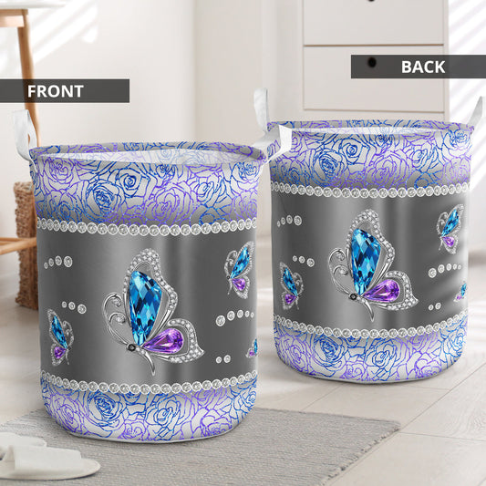 Butterfly Glitter Laundry Basket For Bathroom Bedroom Storage