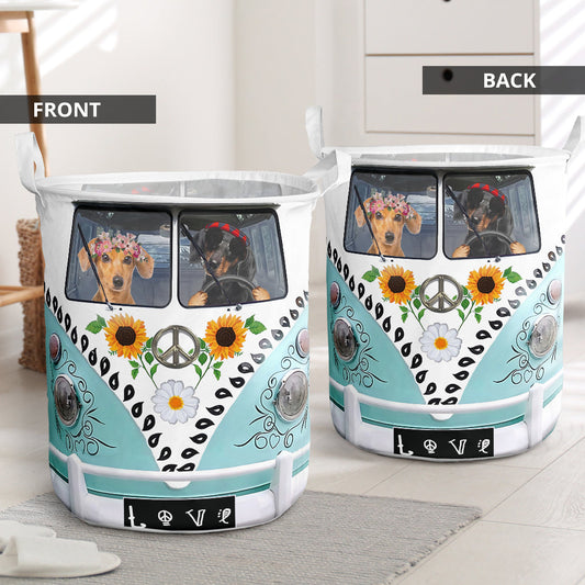 Dachshund Couple Laundry Basket For Bathroom Bedroom Storage