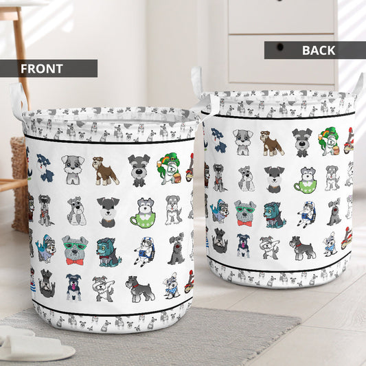 Schnauzer Dog Play Laundry Basket For Bathroom Bedroom Storage