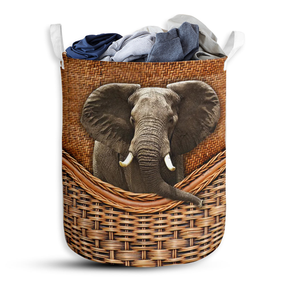 Elephant Pacaderms Elephant Rattan Texture Laundry Basket For Bathroom Bedroom Storage