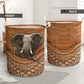Elephant Pacaderms Elephant Rattan Texture Laundry Basket For Room Home Organizer