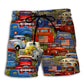 Amazing Packed Trucks Power Beach Shorts Artwork Detail For Comfortable Everyday Summer Wear