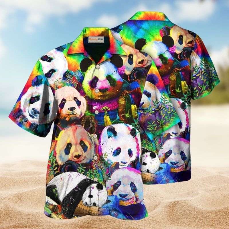 Panda Colorful Giant Hawaiian Shirt For Summer Gatherings Nature Fans And Comfortable Vacation Style
