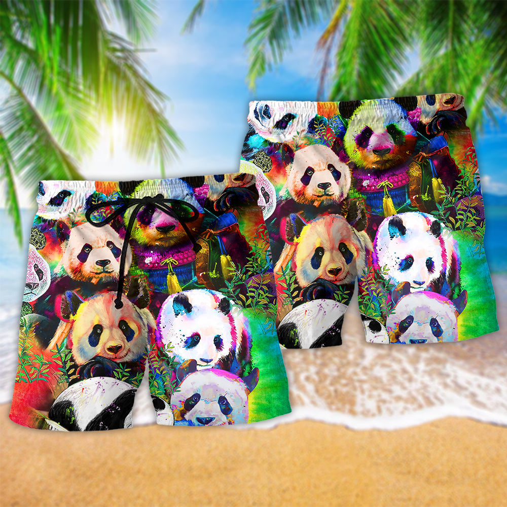 Colorful Giant Panda Cute Beach Shorts For Beach Trips And Relaxed Vacation Styling