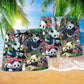 Panda Relax With A Panda Flower Hawaiian Print Beach Shorts For Sunny Holidays And Outdoor Wear