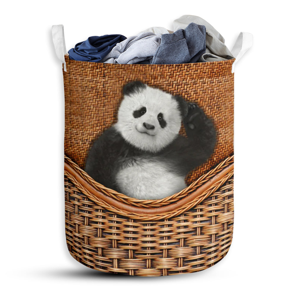 Panda Rattan Texture Laundry Basket For Bathroom Bedroom Storage