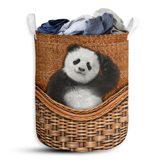 Panda Rattan Texture Laundry Basket For Bathroom Bedroom Storage