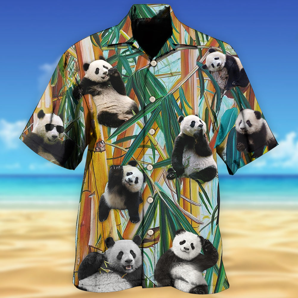 Creative Cute Panda Minimal Hawaiian Shirt For Tropical Holidays, Outdoor Gatherings, And Everyday Comfort