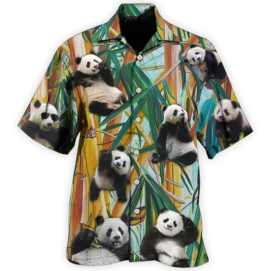 Creative Cute Panda Minimal Hawaiian Shirt For Tropical Holidays, Outdoor Gatherings, And Everyday Comfort