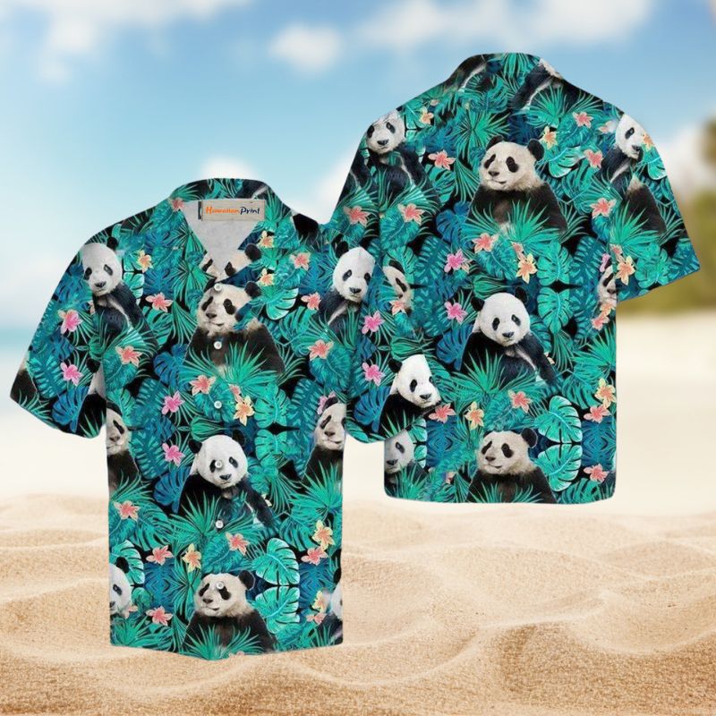 Tropical Summer Panda Hawaiian Shirt For Tropical Holidays, Outdoor Gatherings, And Everyday Comfort