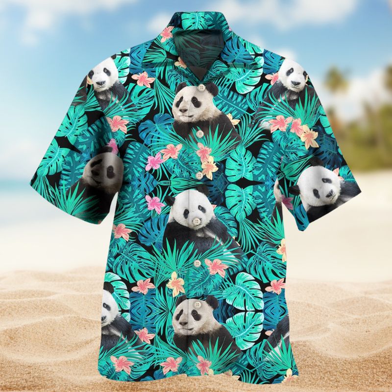 Tropical Summer Panda Hawaiian Shirt For Tropical Holidays, Outdoor Gatherings, And Everyday Comfort