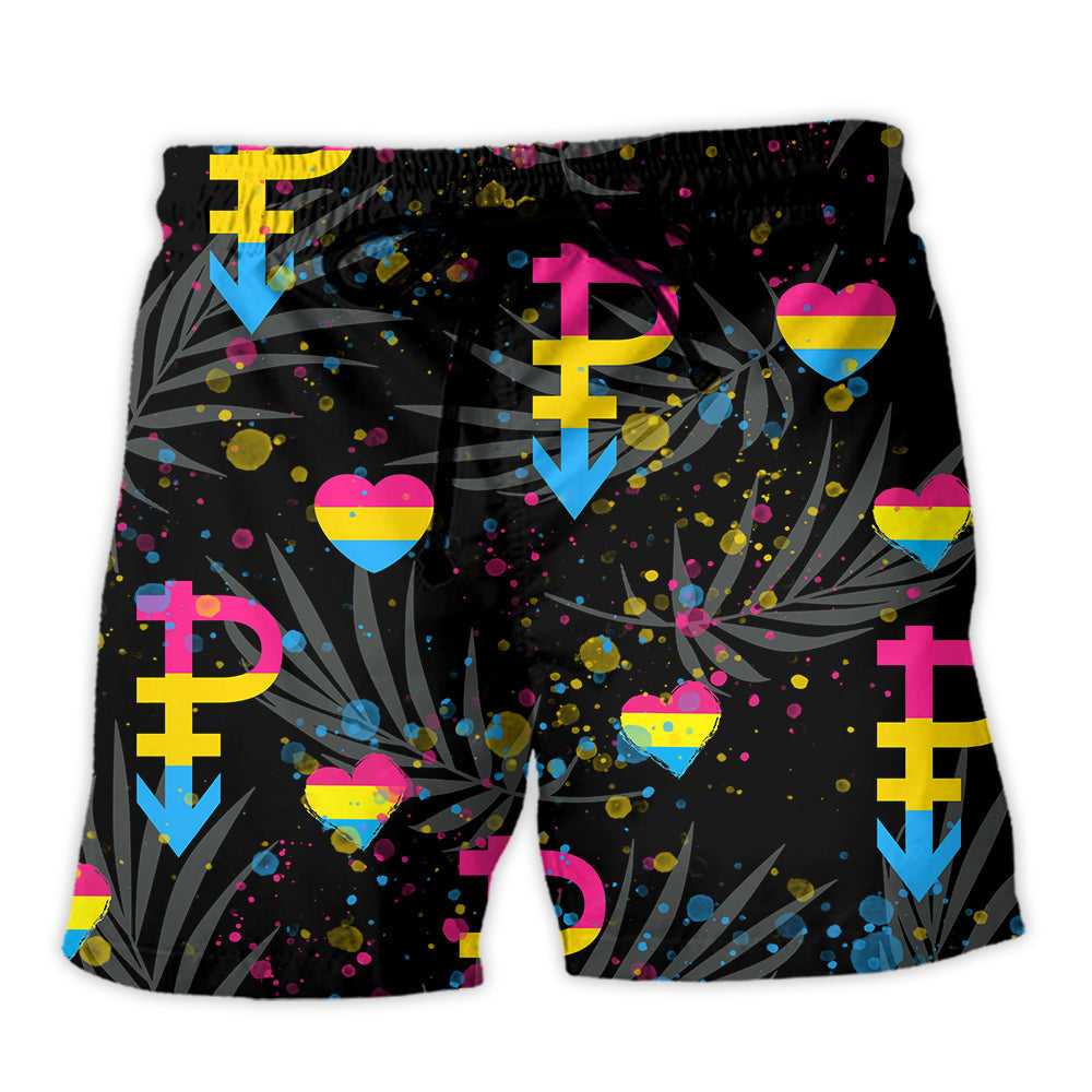Tropical Leaf Rainbow Pride Pansexual Pride Beach Shorts For Oceanfront Escapes And Versatile Outdoor Wear