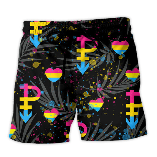 Tropical Leaf Rainbow Pride Pansexual Pride Beach Shorts For Oceanfront Escapes And Versatile Outdoor Wear