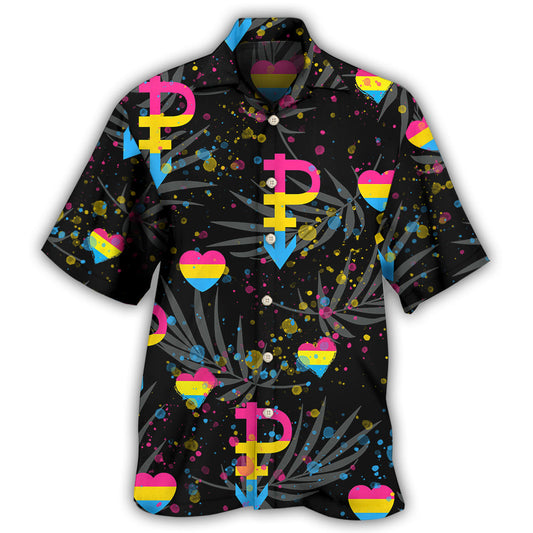 Tropical Rainbow Pride Pansexual Leaf Design Hawaiian Shirt For Beach Days, Summer Outings, And Thoughtful Gift Giving