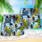 Blue And White Parakeet Stripe Beach Shorts Artwork View For Seaside Trips And Casual Style