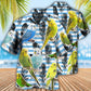 Blue White Parrot Parakeet Stripe Hawaiian Shirt For Poolside Relaxation And Sunny Getaways