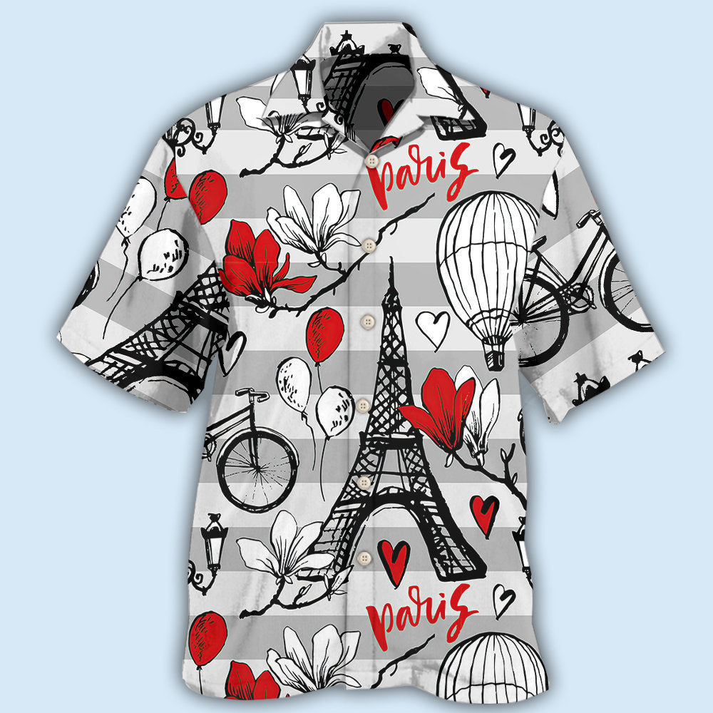 Paris Romance Hawaiian Shirt With All Over Print For Coastal Vacations Warm Weather Events And Daily Style